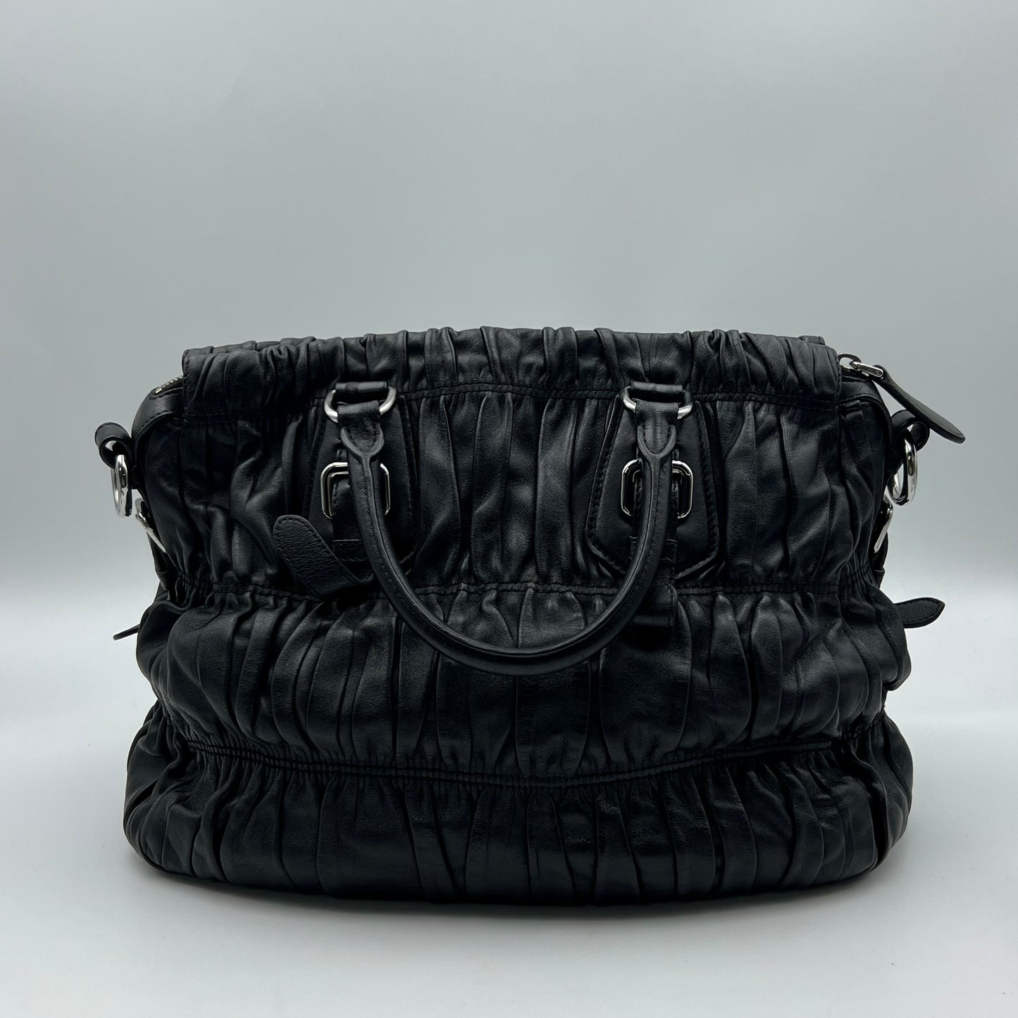 Nappa Gaufre Leather Top Handle Bag