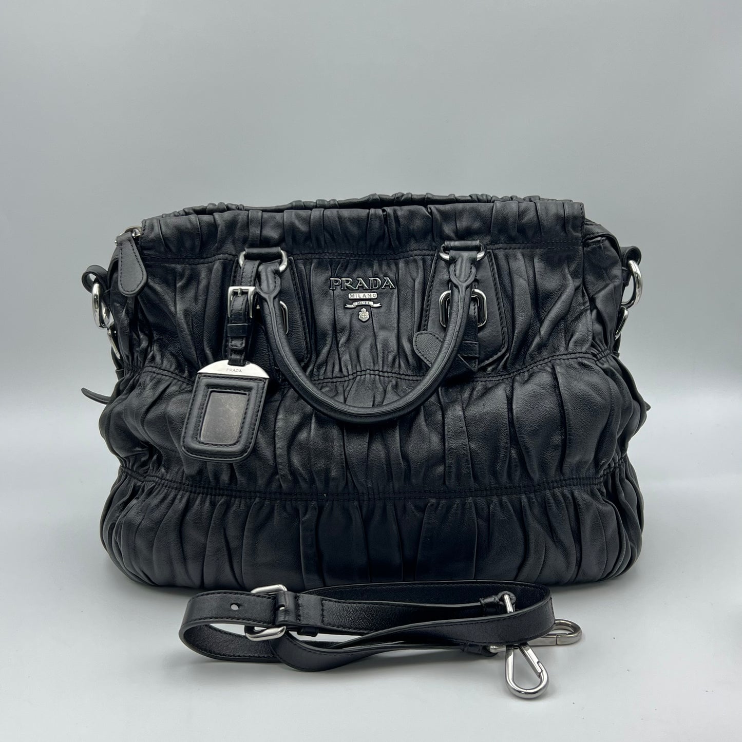 Nappa Gaufre Leather Top Handle Bag