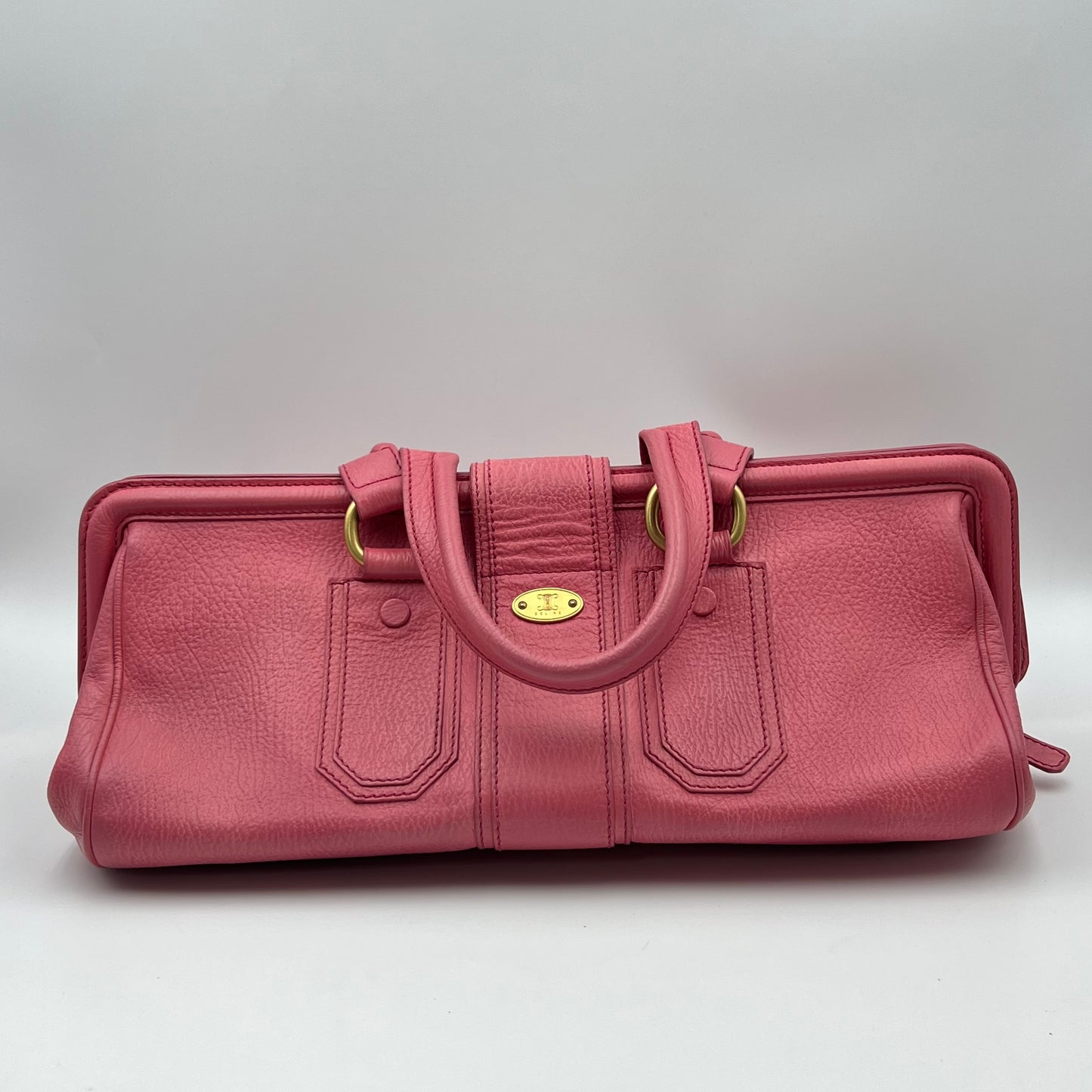 Leather Large Ella Framed Satchel Pink
