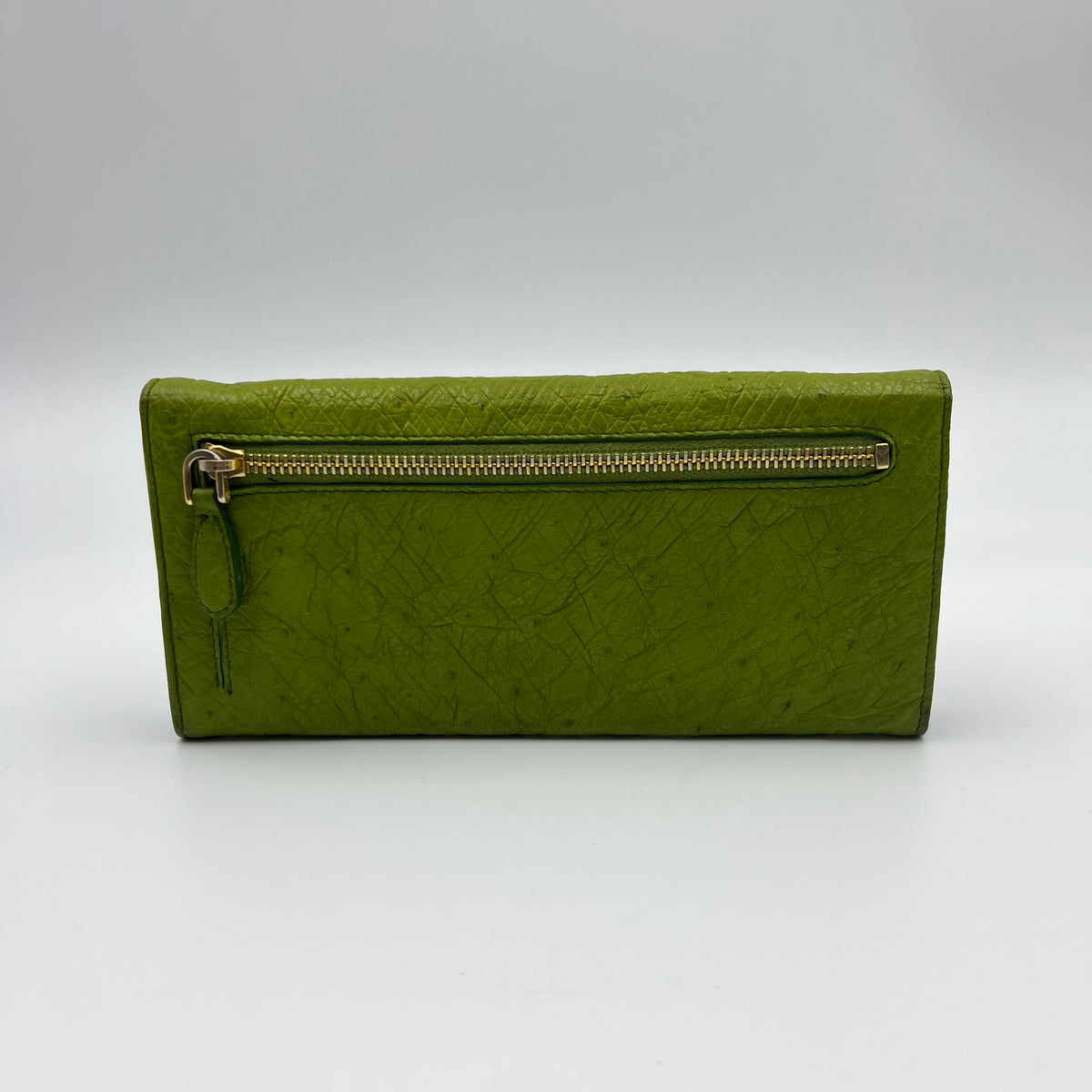 Prada Green Ostrich Flap Continental Wallet — view 7 of 8 Green Ostrich Flap Continental Wallet, view 7 of 8