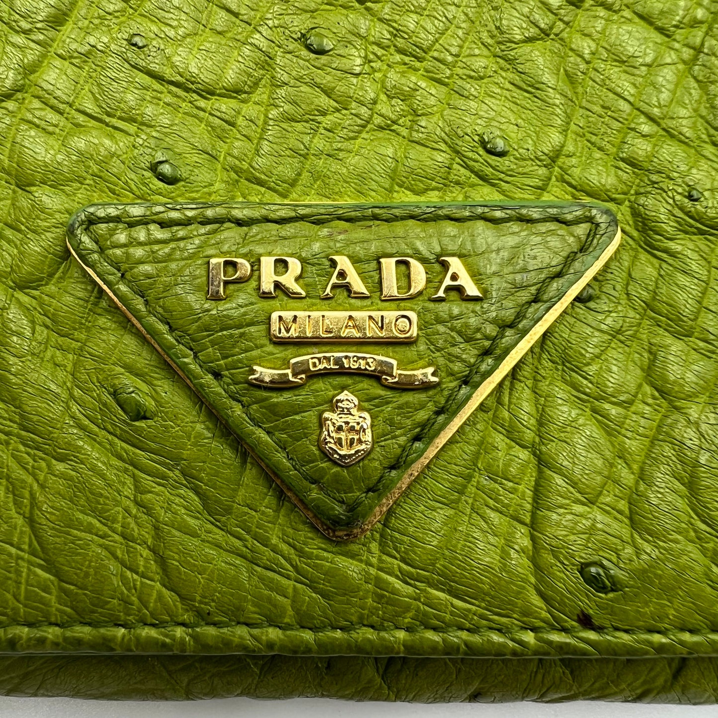 Green Ostrich Flap Continental Wallet