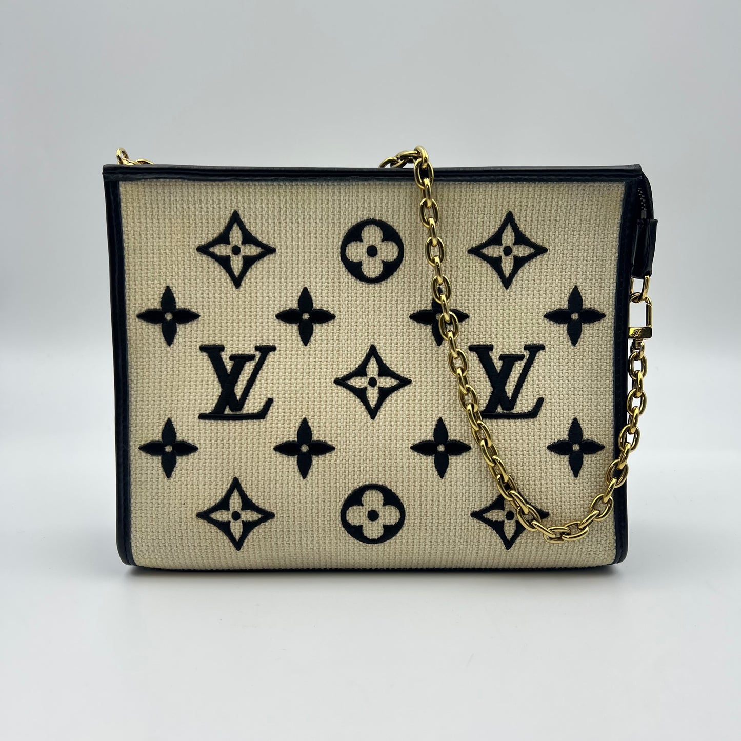 Raffia Toiletry Pouch With Chain