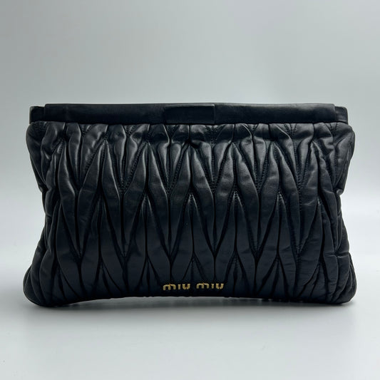 Nappa Matelasse Lux Clutch Nero Black