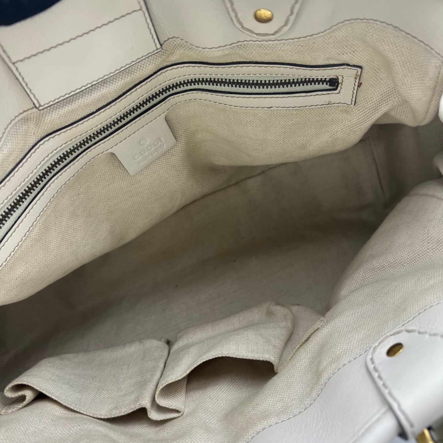 GG Running Tote Leather Medium White with flower limited edition