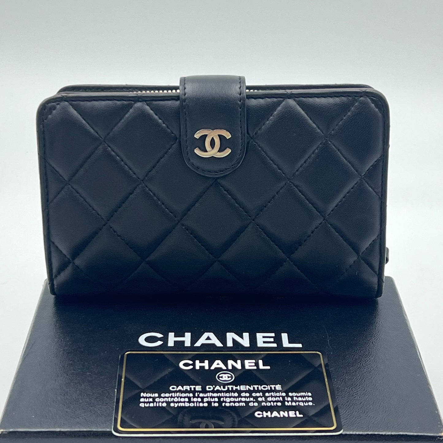 Chanel Black Quilted Leather CC BiFold Wallet