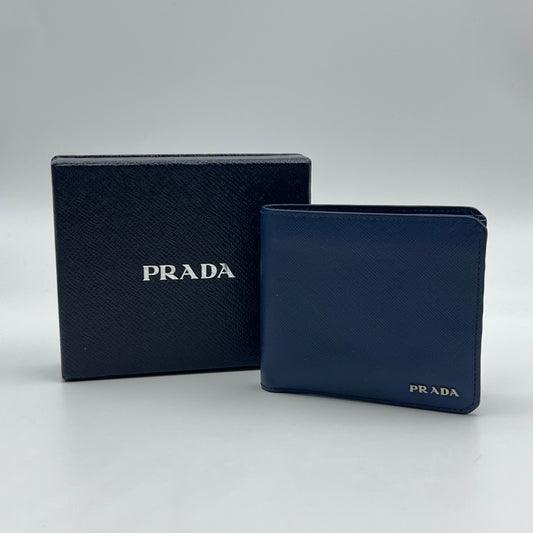 saffiano leather wallet blue