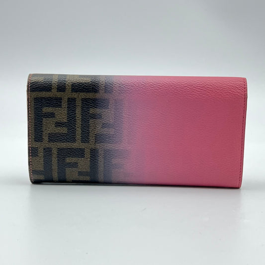 Pink Ombre Zucca Coated Canvas Continental Wallet