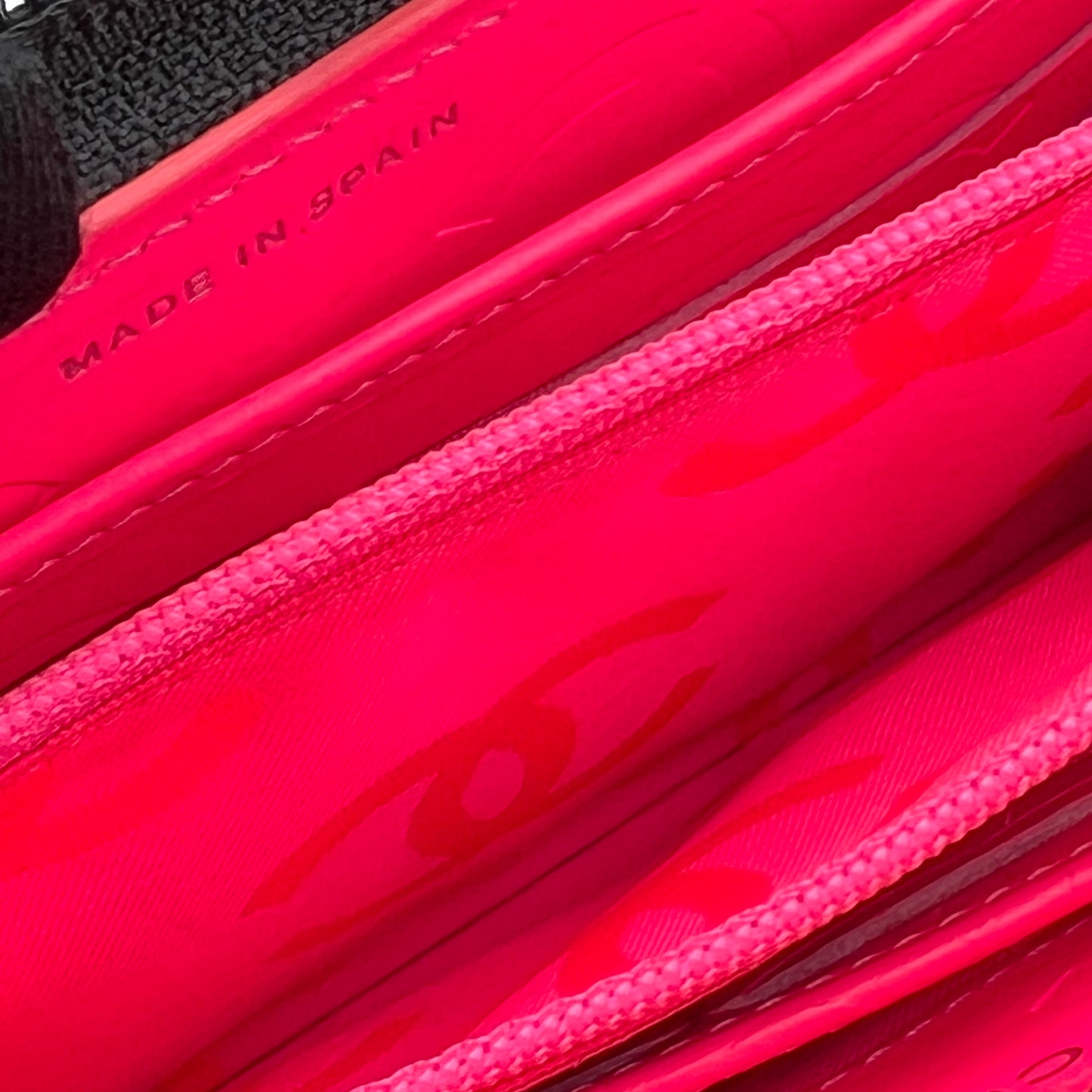 Black Quilted Leather Ligne Cambon Zip Around Wallet