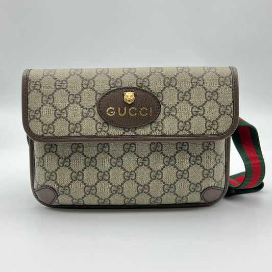 GG Supreme Monogram Neo Vintage Web Belt Bag Brown