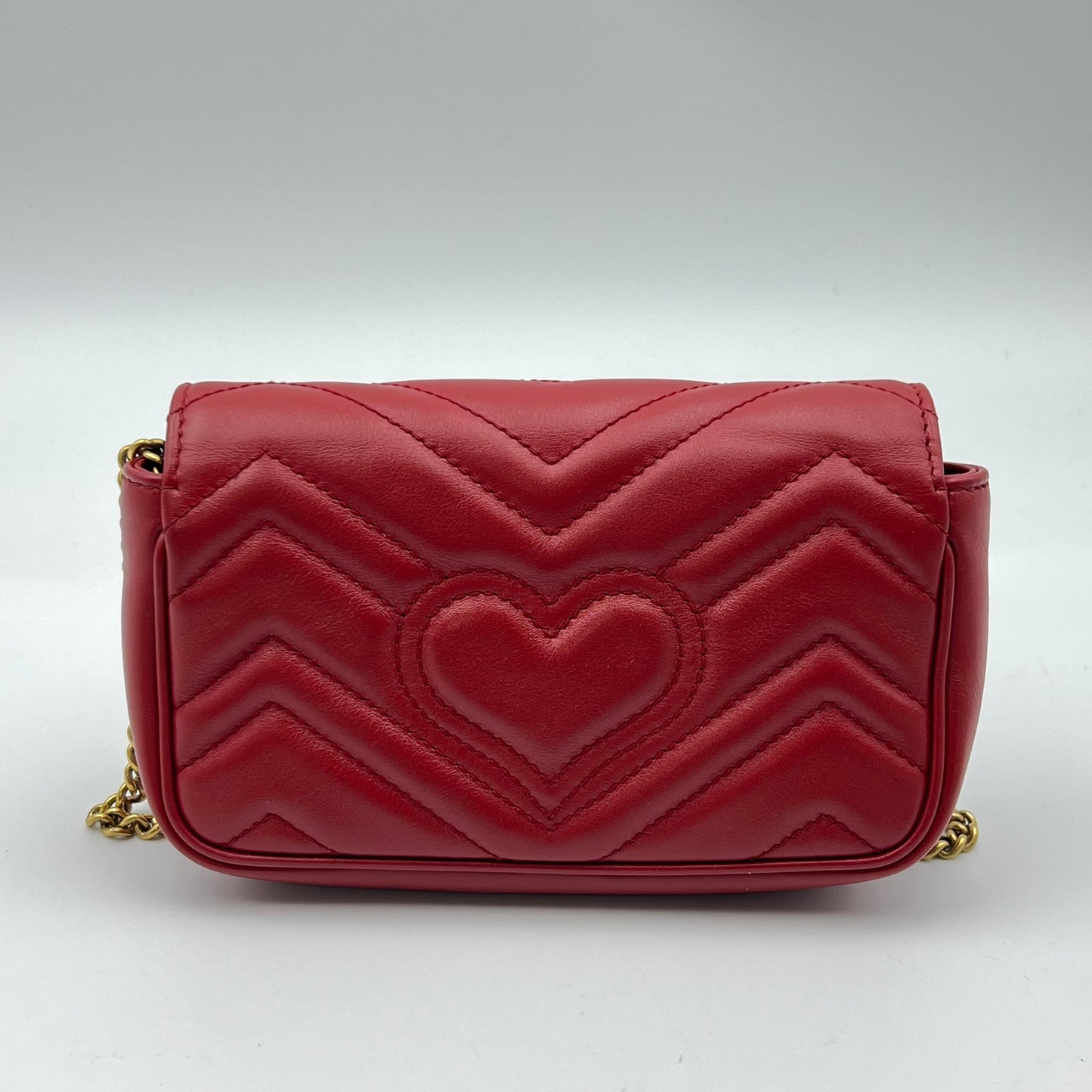 Calfskin Matelasse Super Mini GG Marmont Red