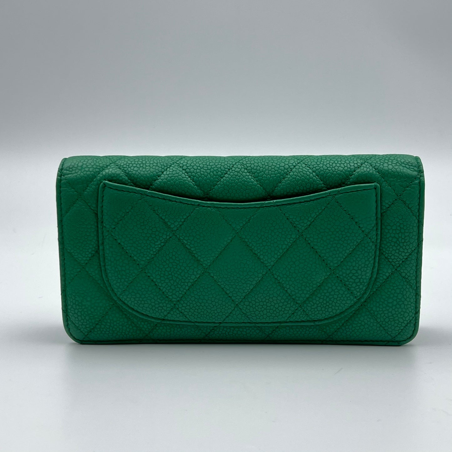 Matelasse Caviar Leather Long Wallet Green