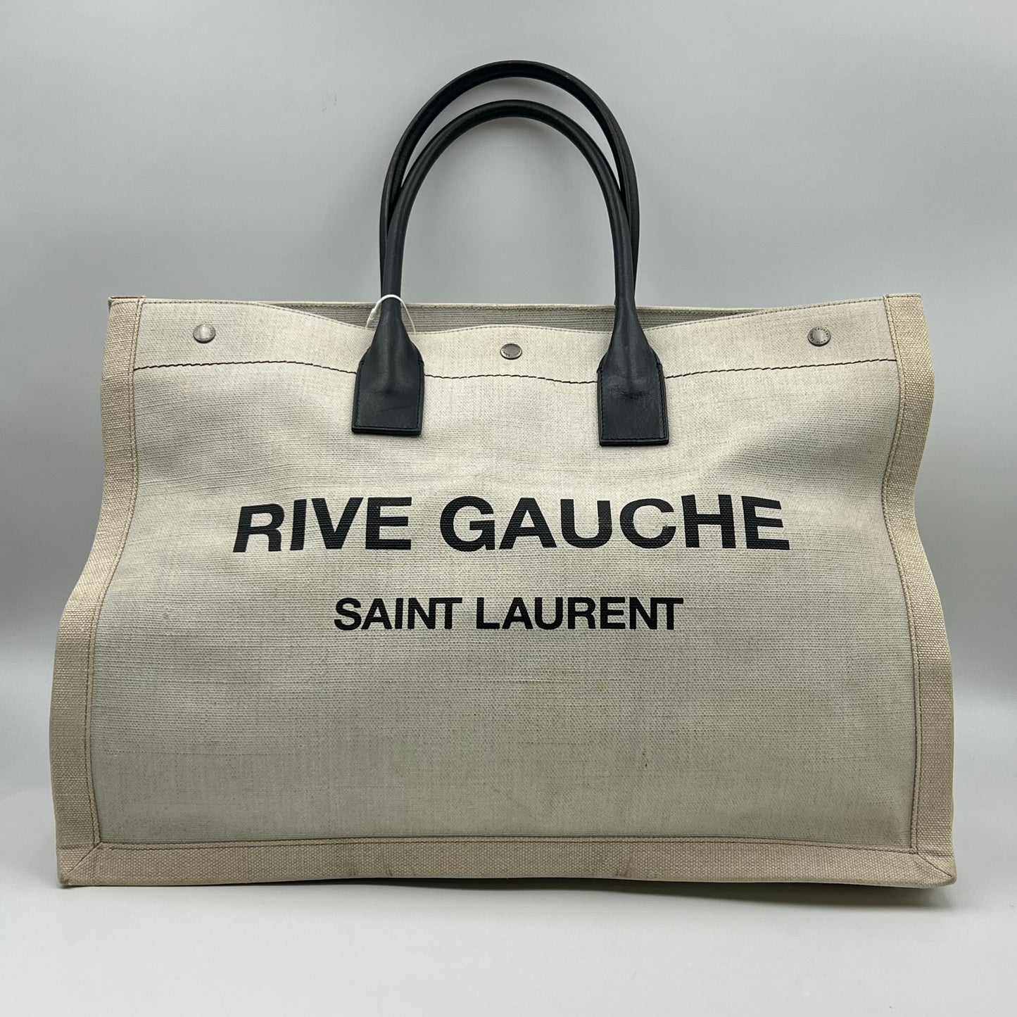 Linen Calfskin Rive Gauche Tote Optic White
