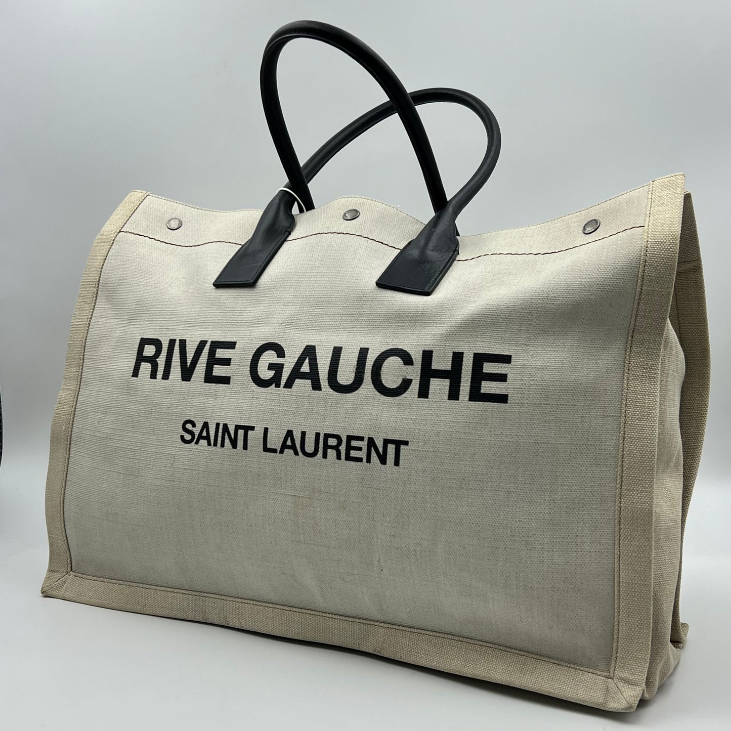 Linen Calfskin Rive Gauche Tote Optic White