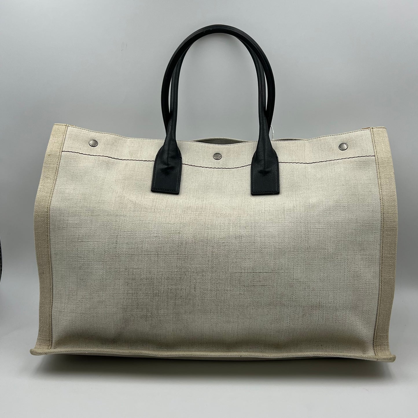 Linen Calfskin Rive Gauche Tote Optic White
