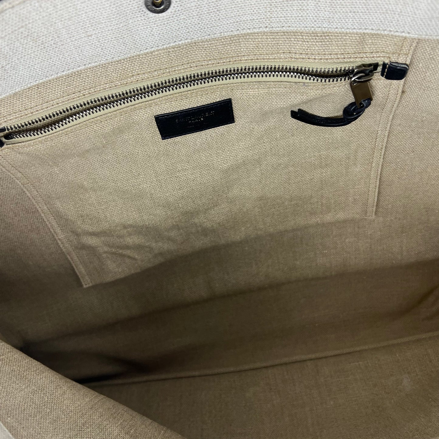 Linen Calfskin Rive Gauche Tote Optic White