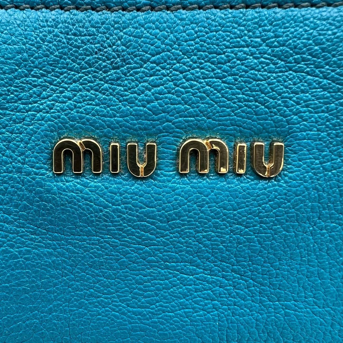 Leather Side Zip Convertible Tote Small turquoise