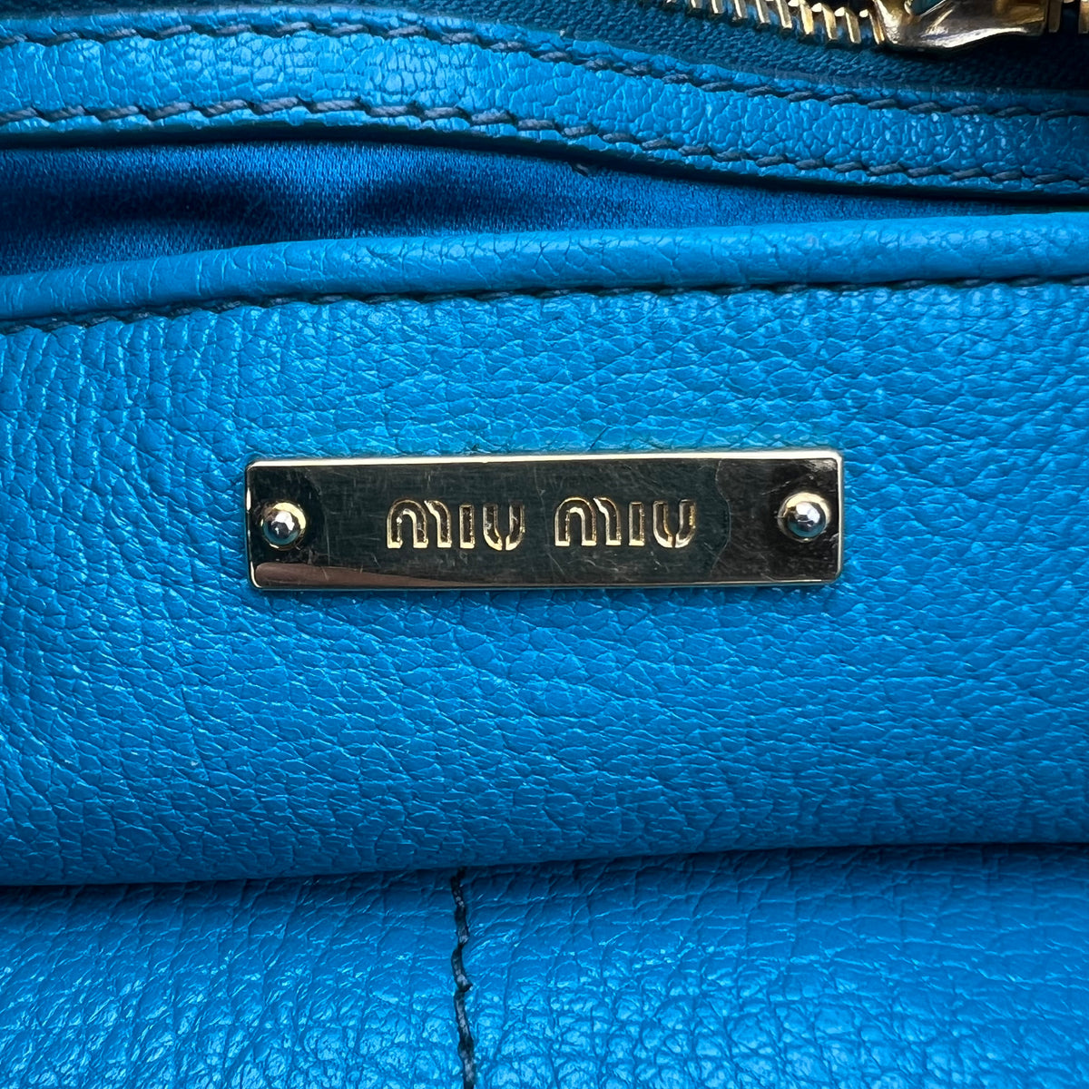 Miu Miu Leather Side Zip Convertible Tote Small turquoise — view 7 of 9 Leather Side Zip Convertible Tote Small turquoise, view 7 of 9