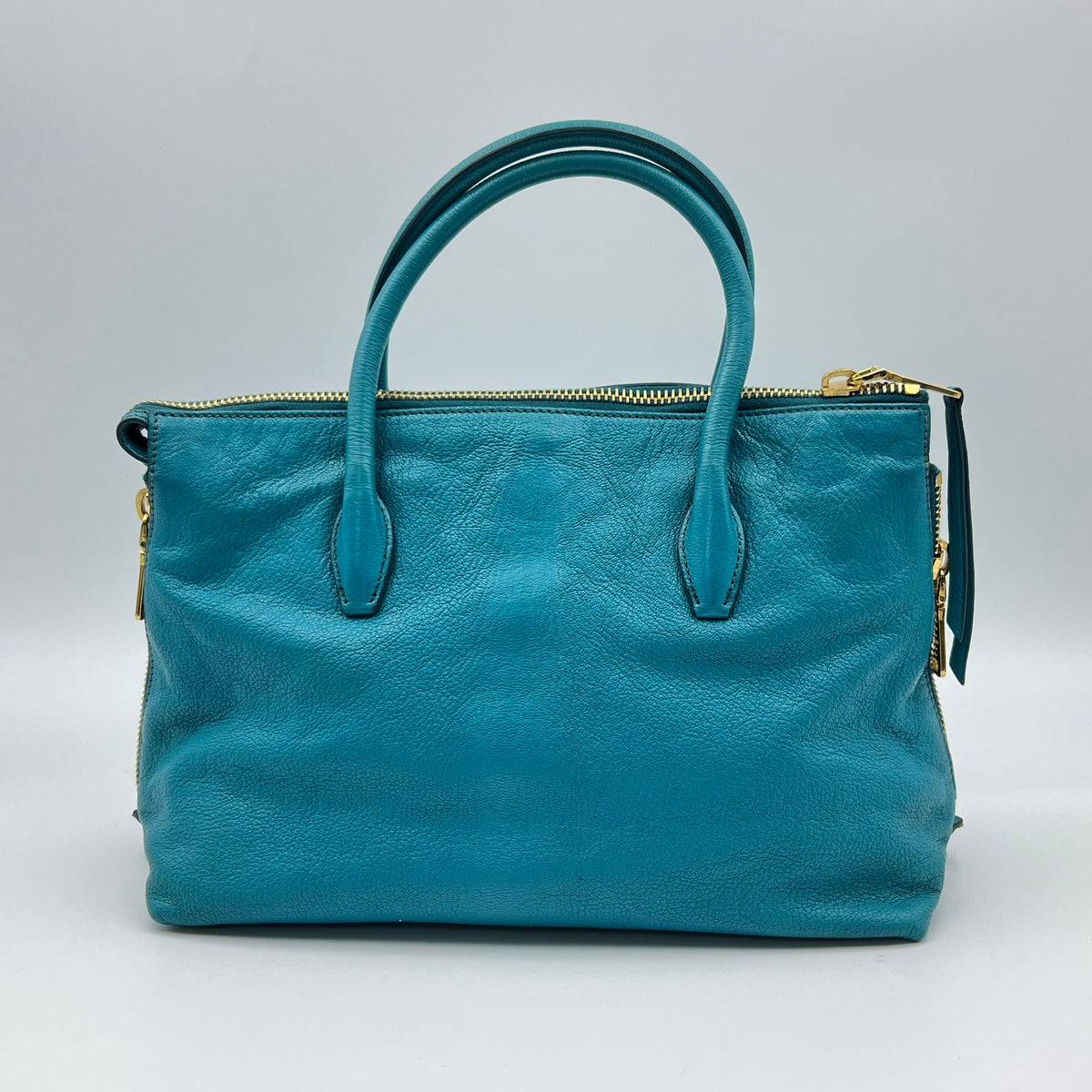 Miu Miu Leather Side Zip Convertible Tote Small turquoise — view 2 of 9 Leather Side Zip Convertible Tote Small turquoise, view 2 of 9