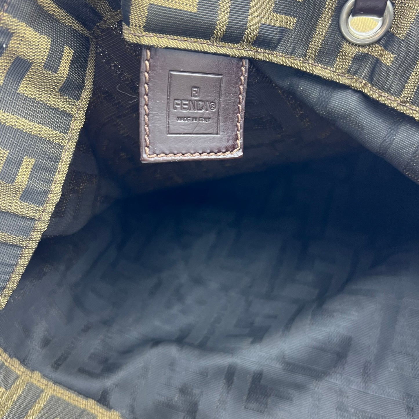 Zucca Canvas Leather Tote Bag Brown