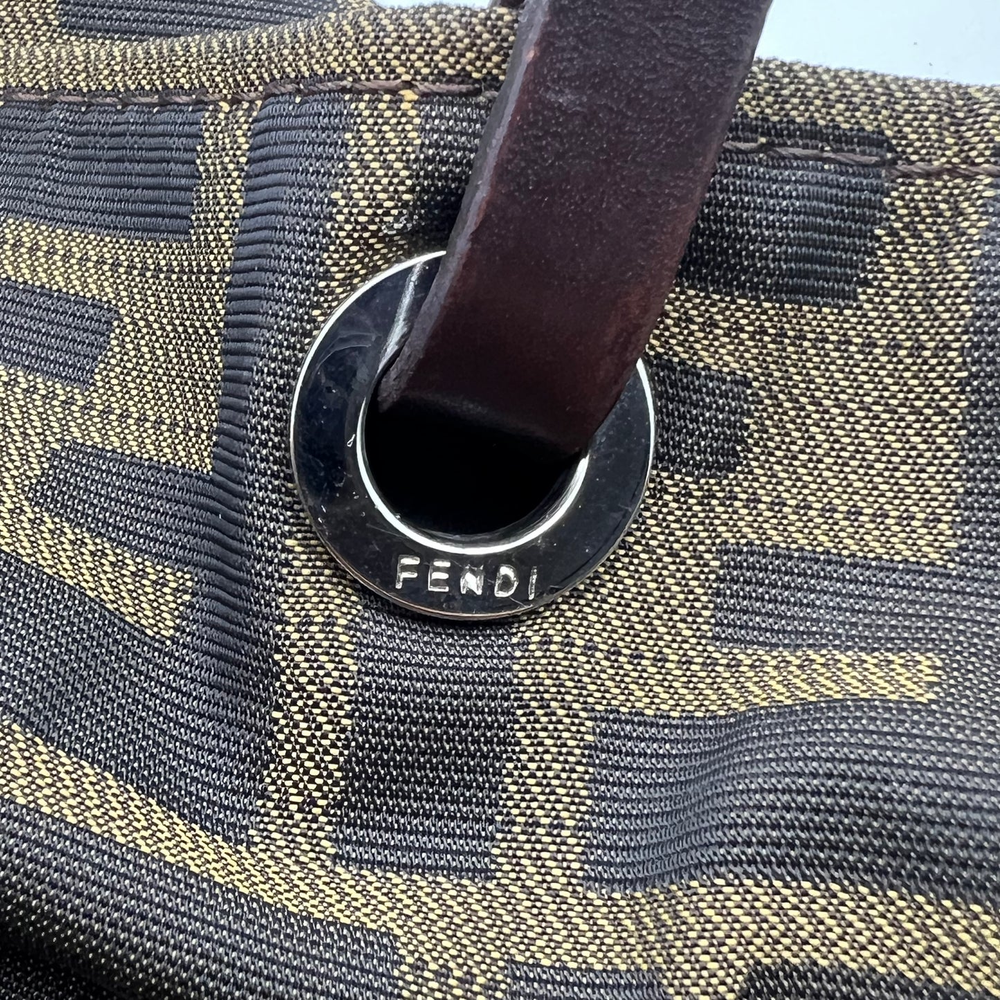 Zucca Canvas Leather Tote Bag Brown