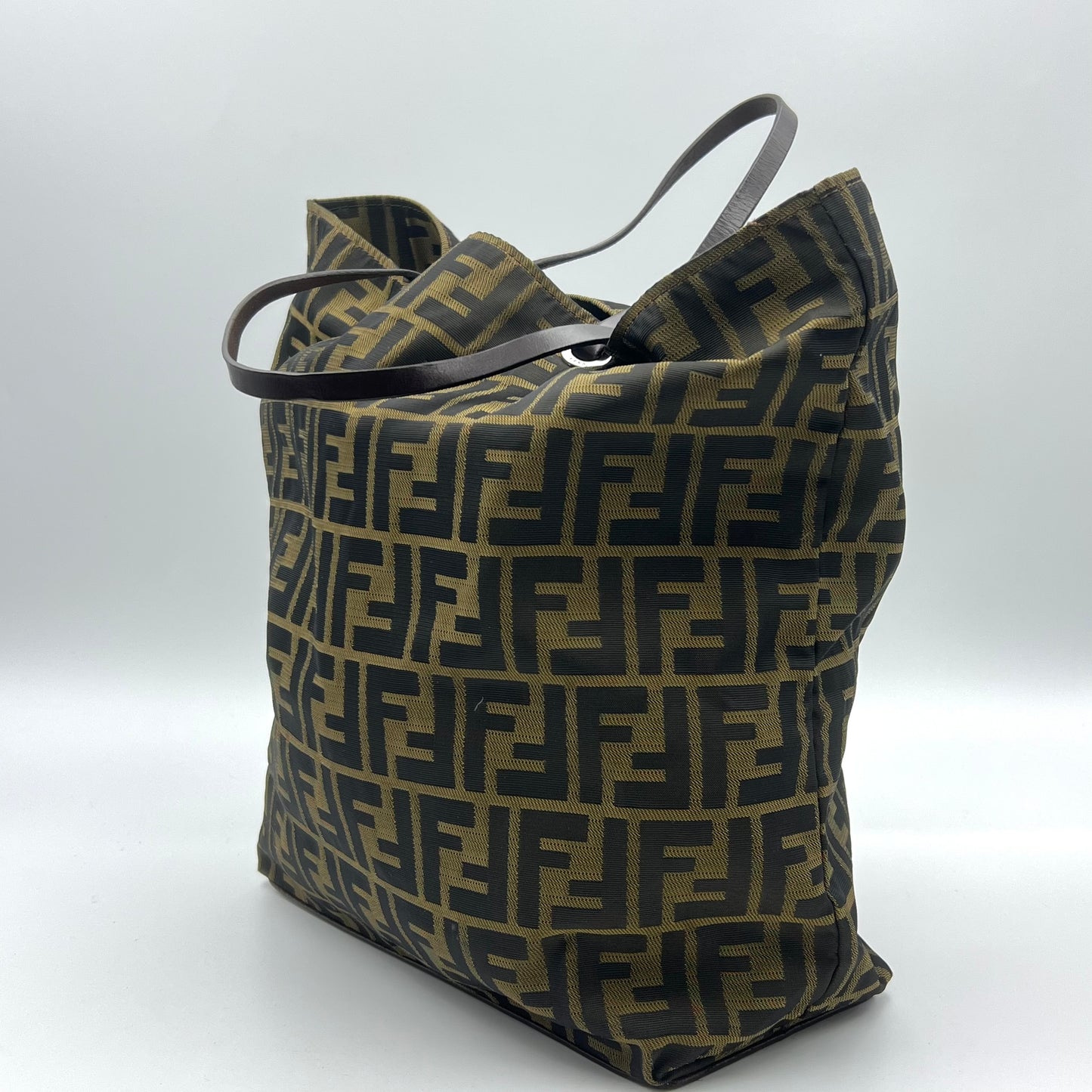 Zucca Canvas Leather Tote Bag Brown