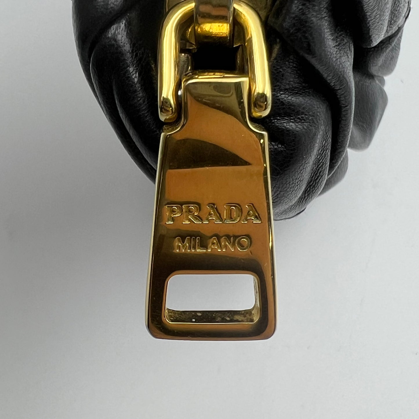 Nappa Gaufre Wristlet Clutch Black