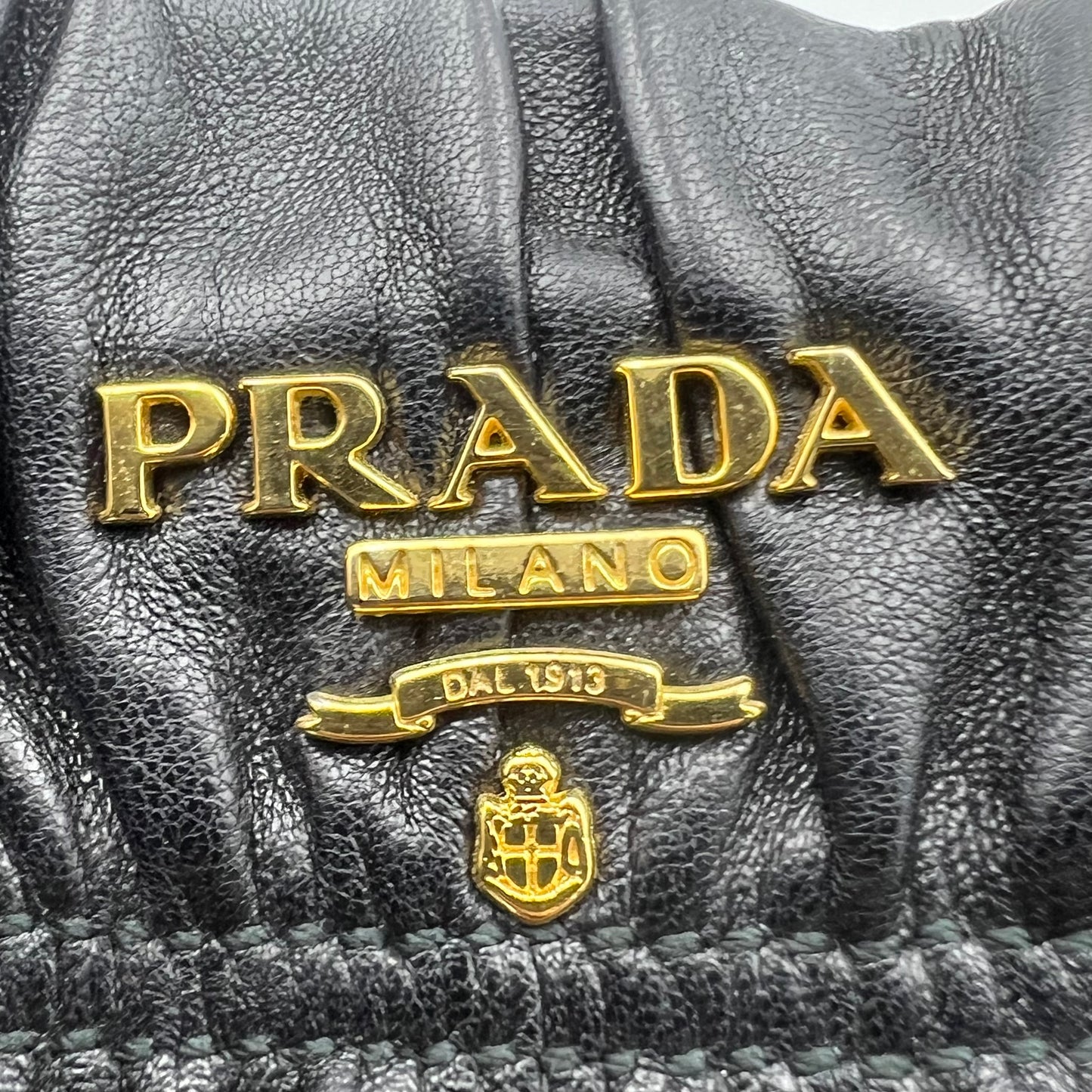 Nappa Gaufre Wristlet Clutch Black