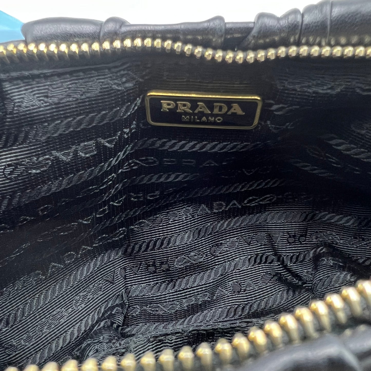 Nappa Gaufre Wristlet Clutch Black