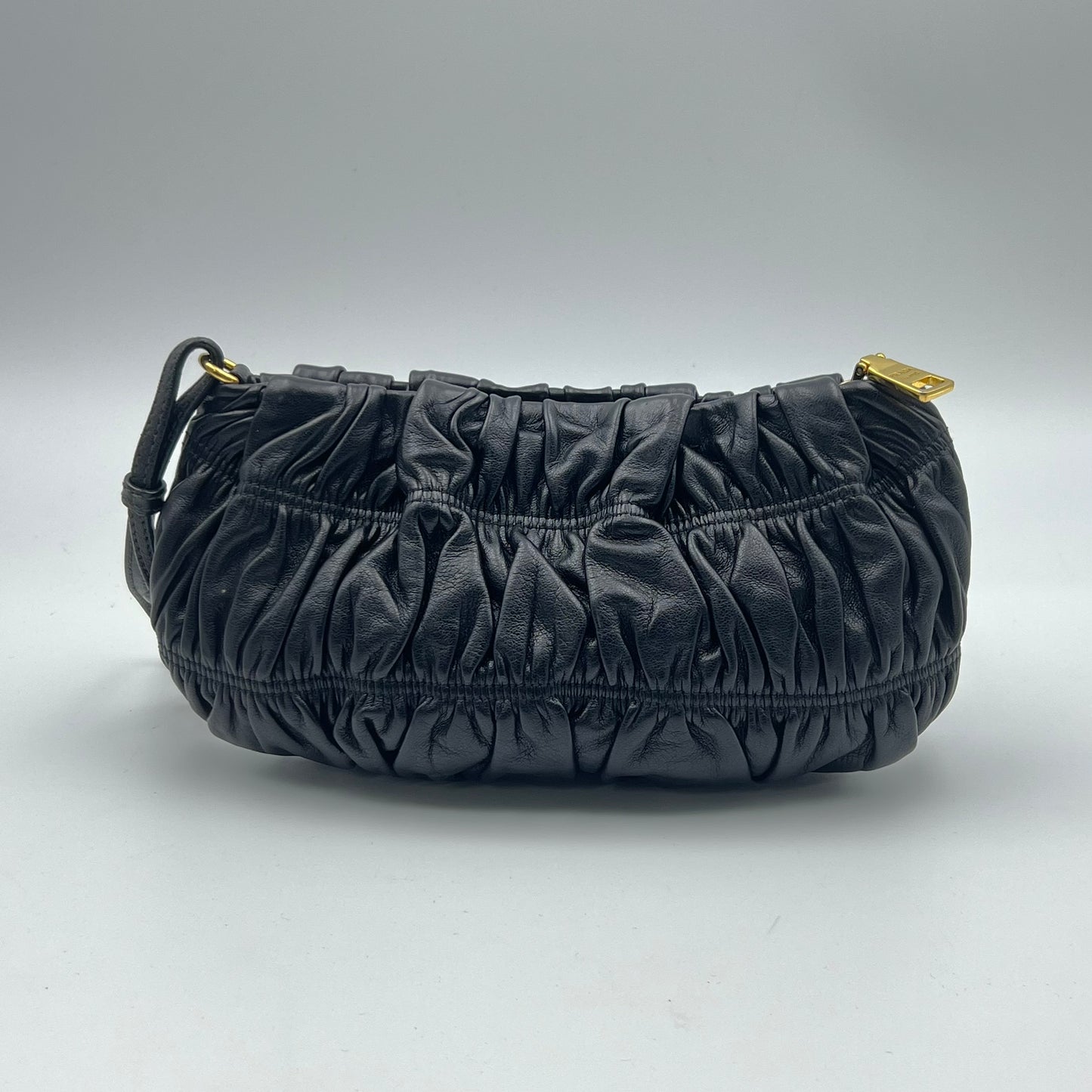 Nappa Gaufre Wristlet Clutch Black