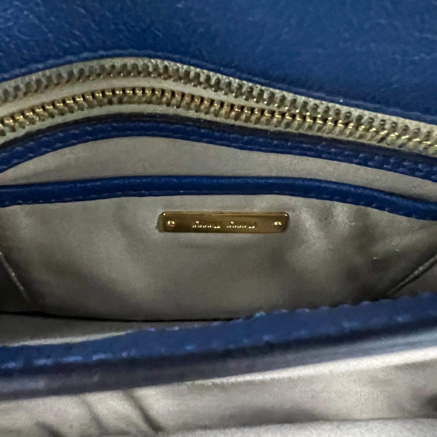 Leather Top Handle Bag Blue