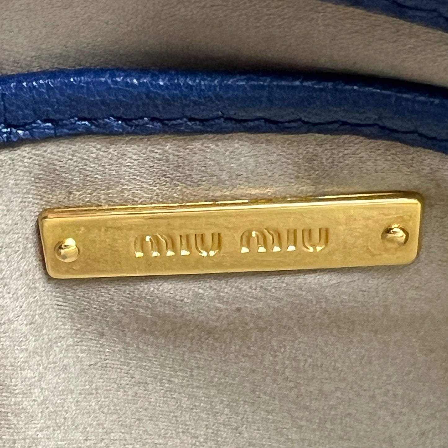 Leather Top Handle Bag Blue