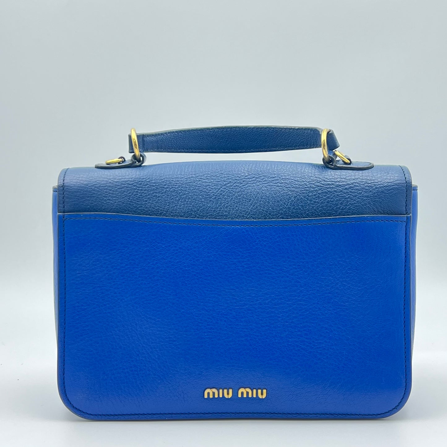 Leather Top Handle Bag Blue