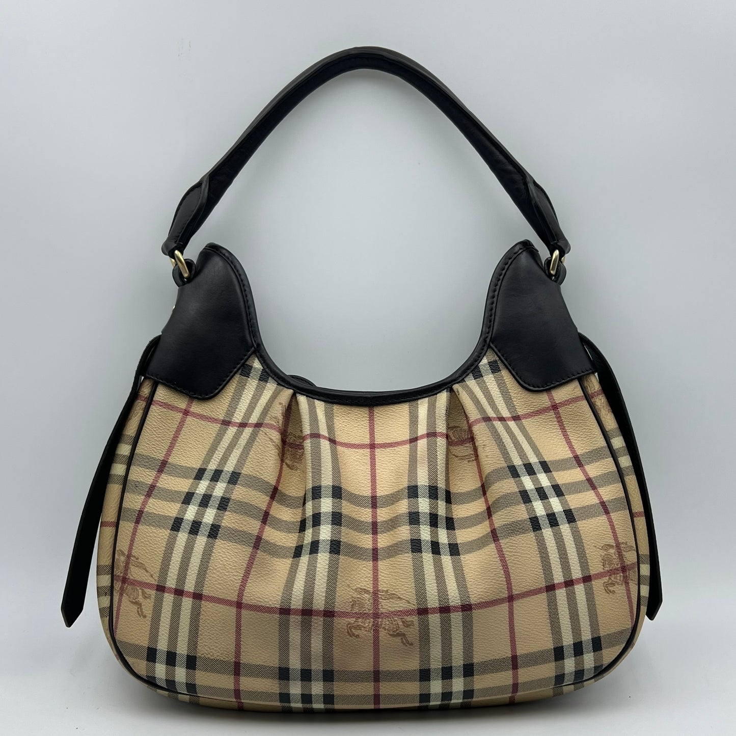 Beige/Brown Haymarket Coated Canvas and Leather Brooklyn Hobo