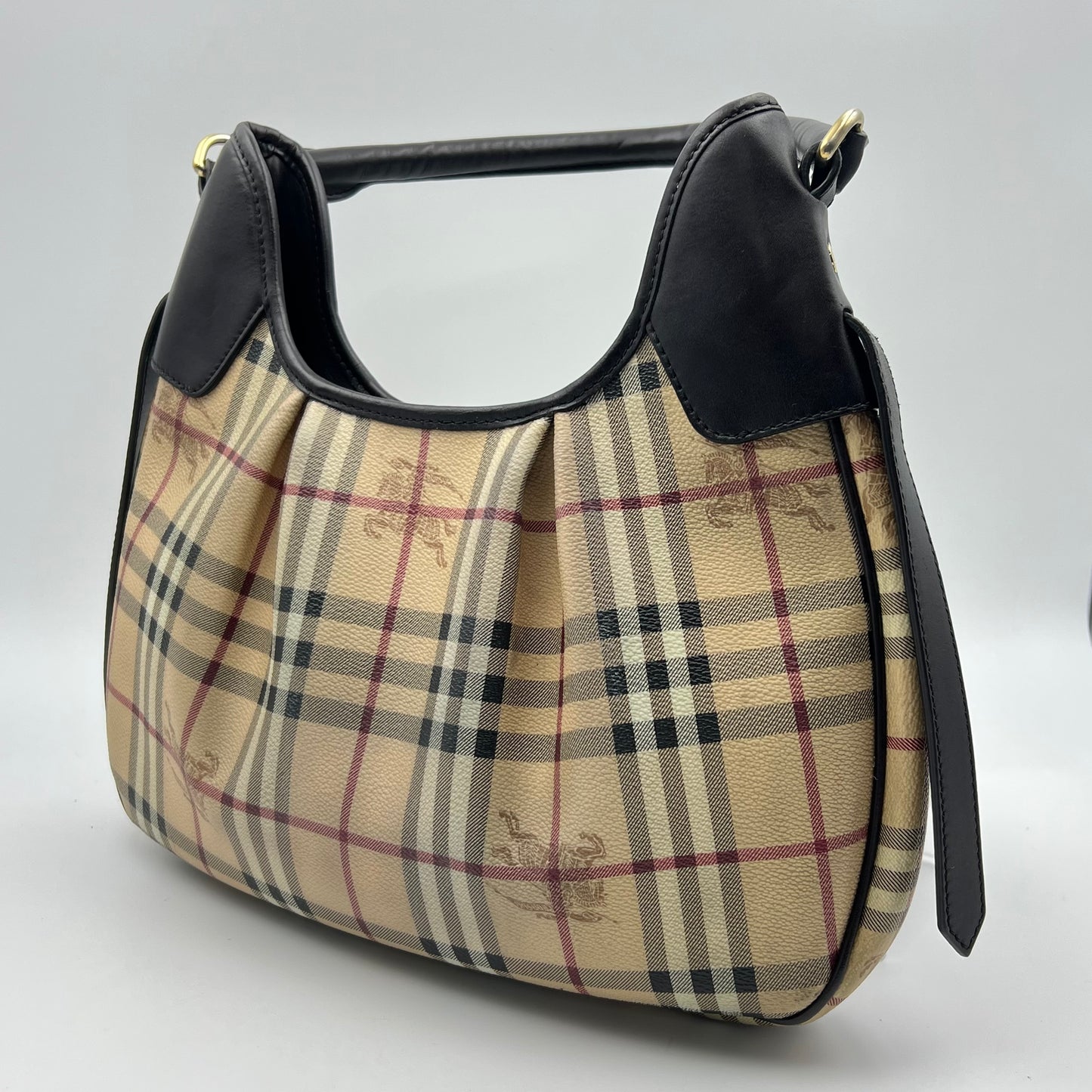 Beige/Brown Haymarket Coated Canvas and Leather Brooklyn Hobo