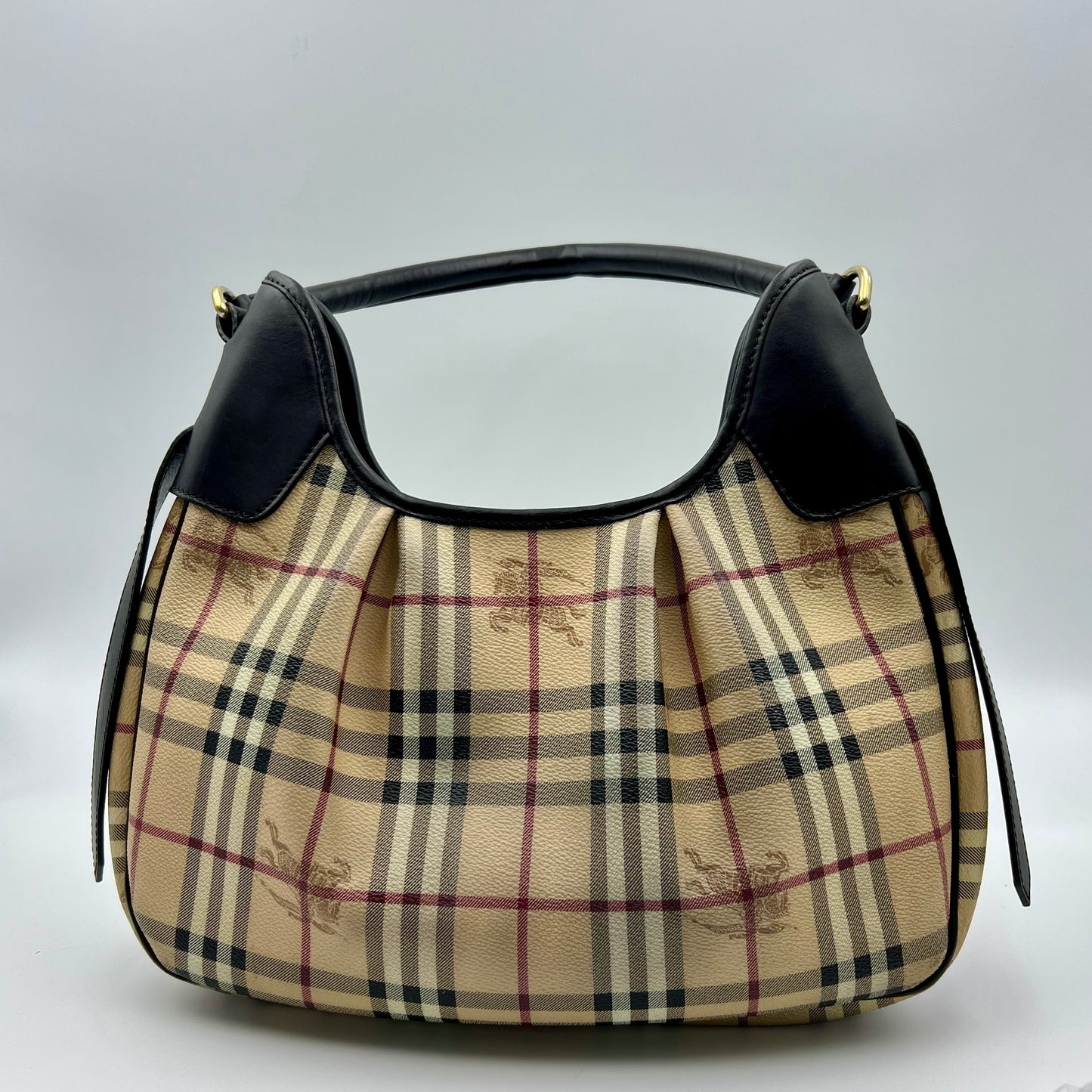 Beige/Brown Haymarket Coated Canvas and Leather Brooklyn Hobo