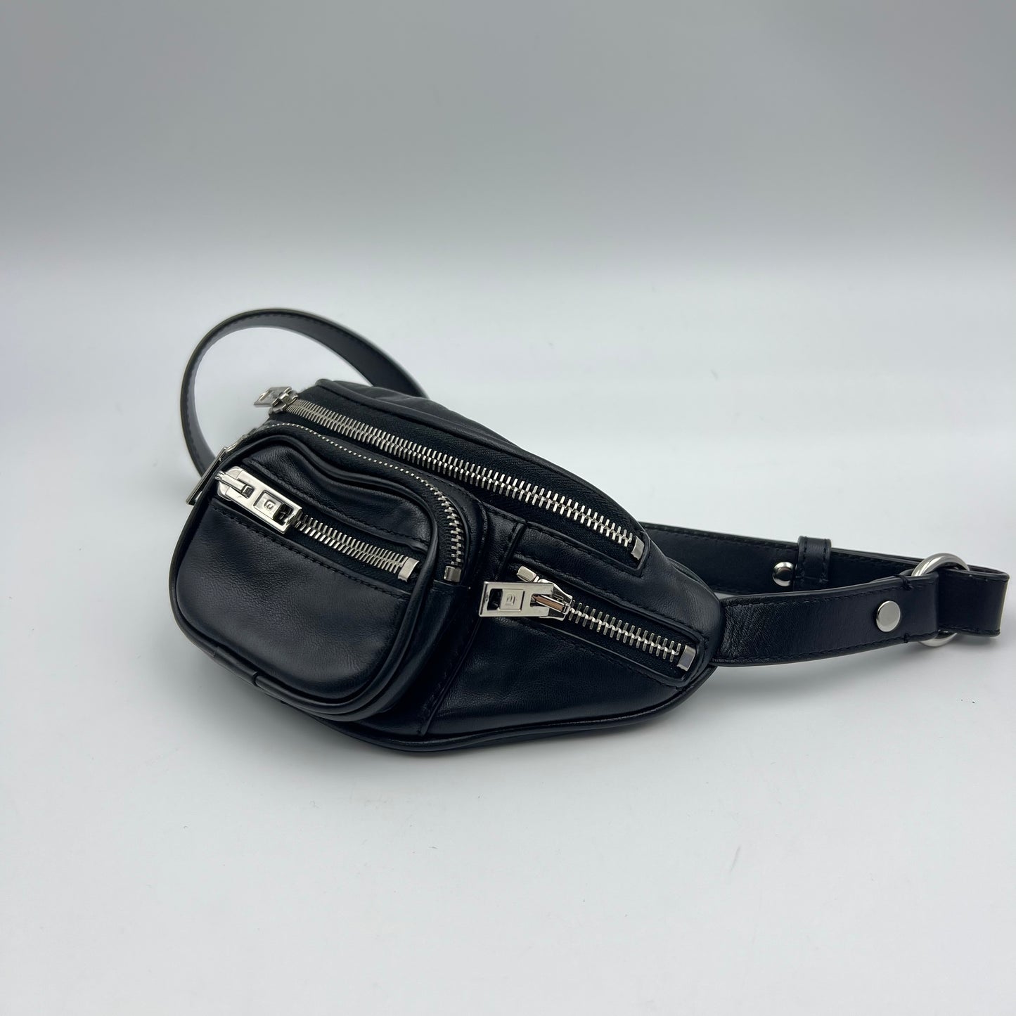 Black Leather Mini Attica Belt Bag
