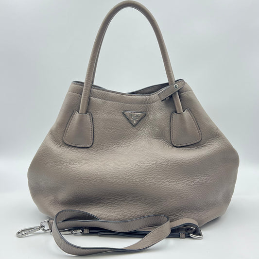 Grey Vitello Daino Leather Tote
