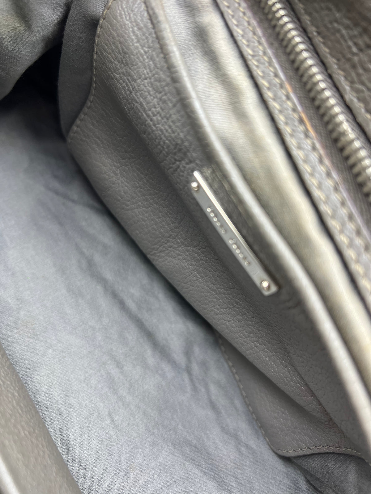 Miu Miu Grey Leather Madras Bowling Bag — view 6 of 7 Grey Leather Madras Bowling Bag, view 6 of 7