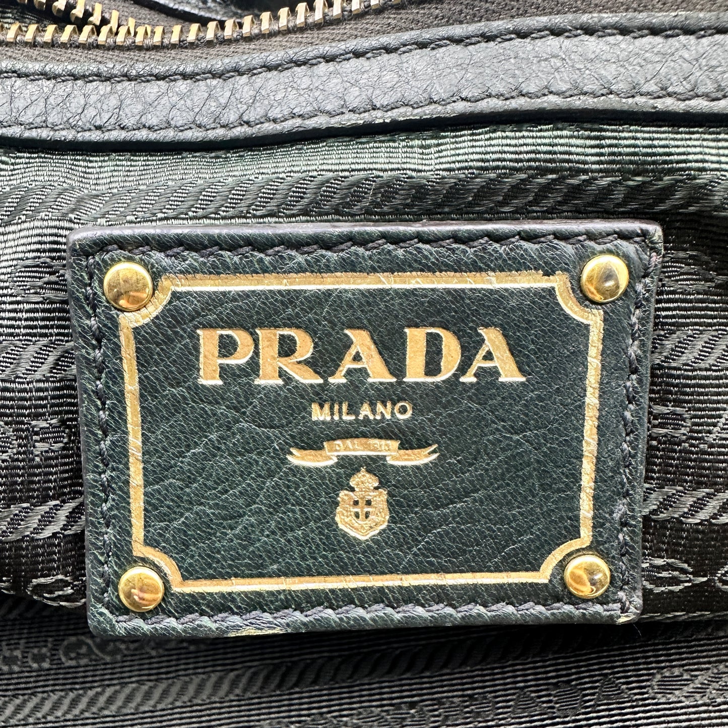 Vitello Daino Handle Bag Dark Green