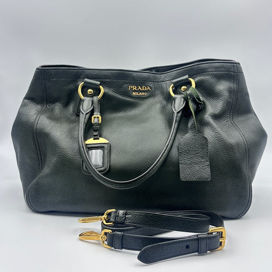 Vitello Daino Handle Bag Dark Green