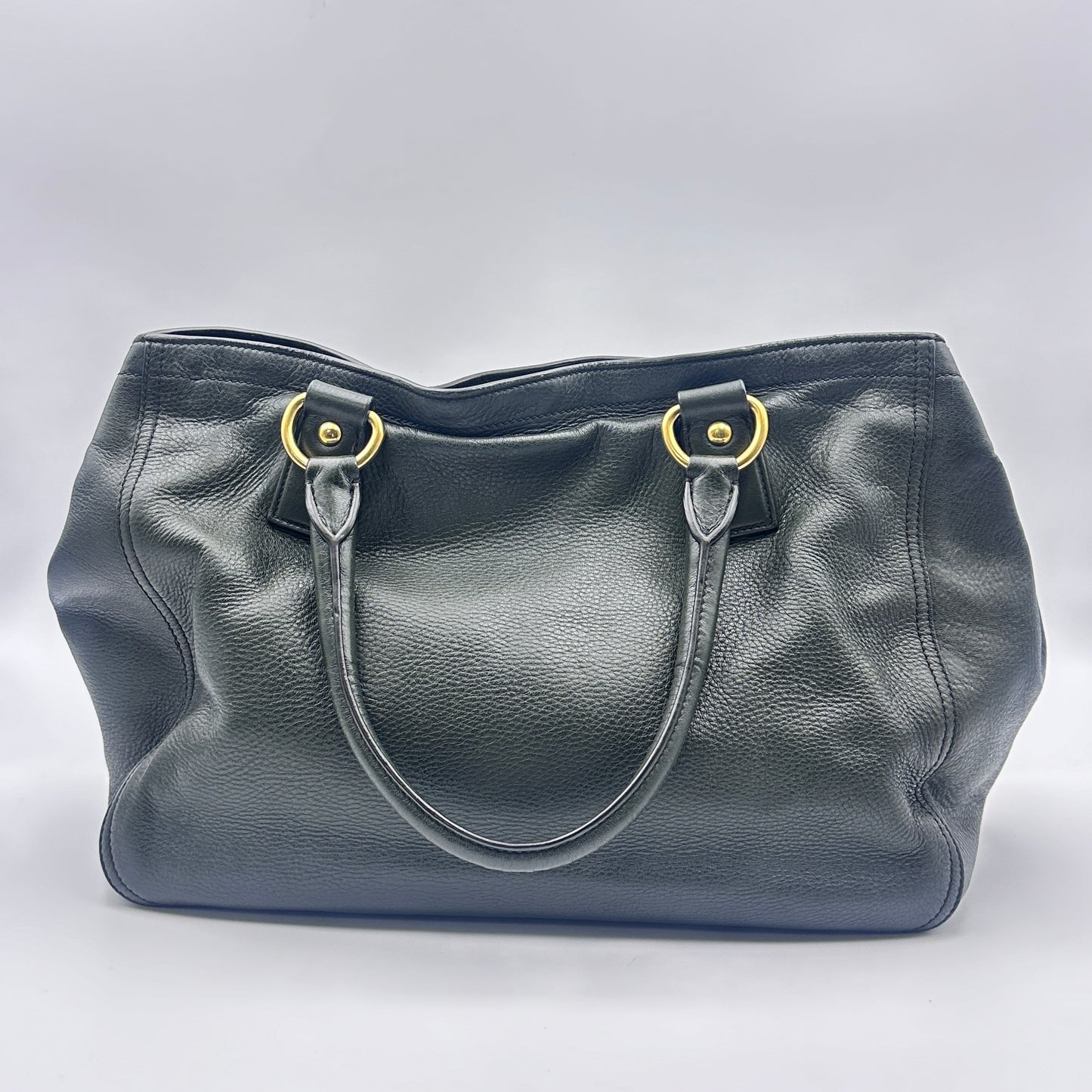 Vitello Daino Handle Bag Dark Green