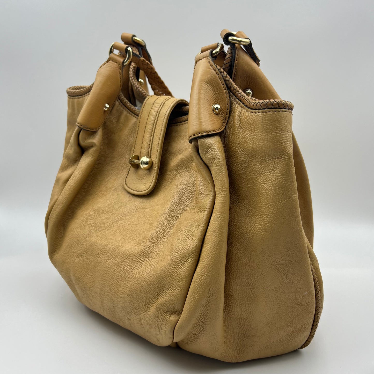 Light Brown Leather Marrakech Large Hobo Bag