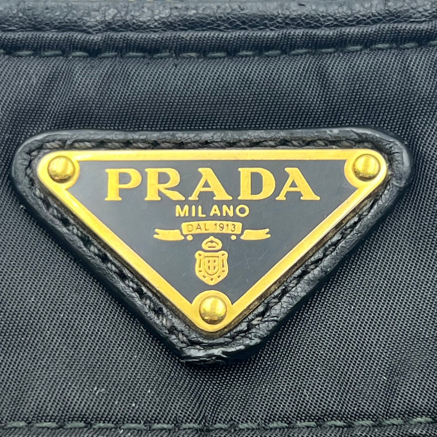 Black Tessuto Nylon and Saffiano Leather Shoulder Bag