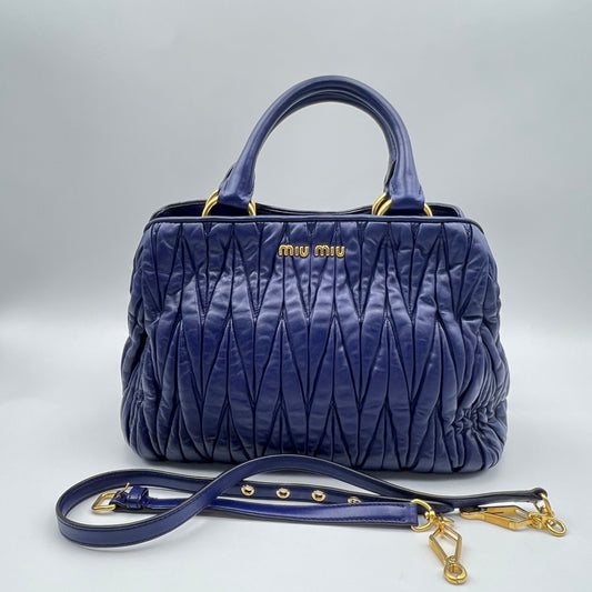 Blue Matelasse Leather Tote Bag