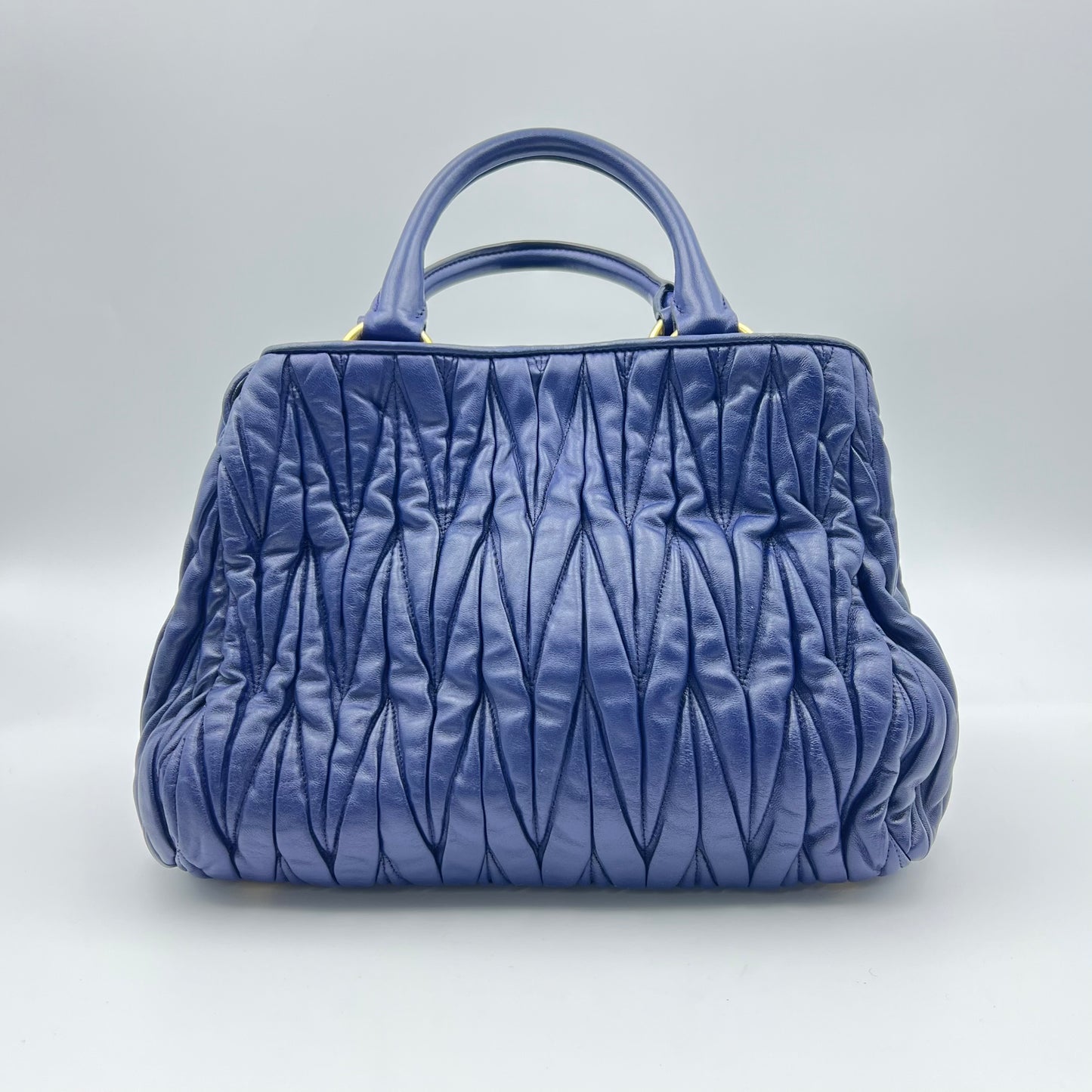 Blue Matelasse Leather Tote Bag
