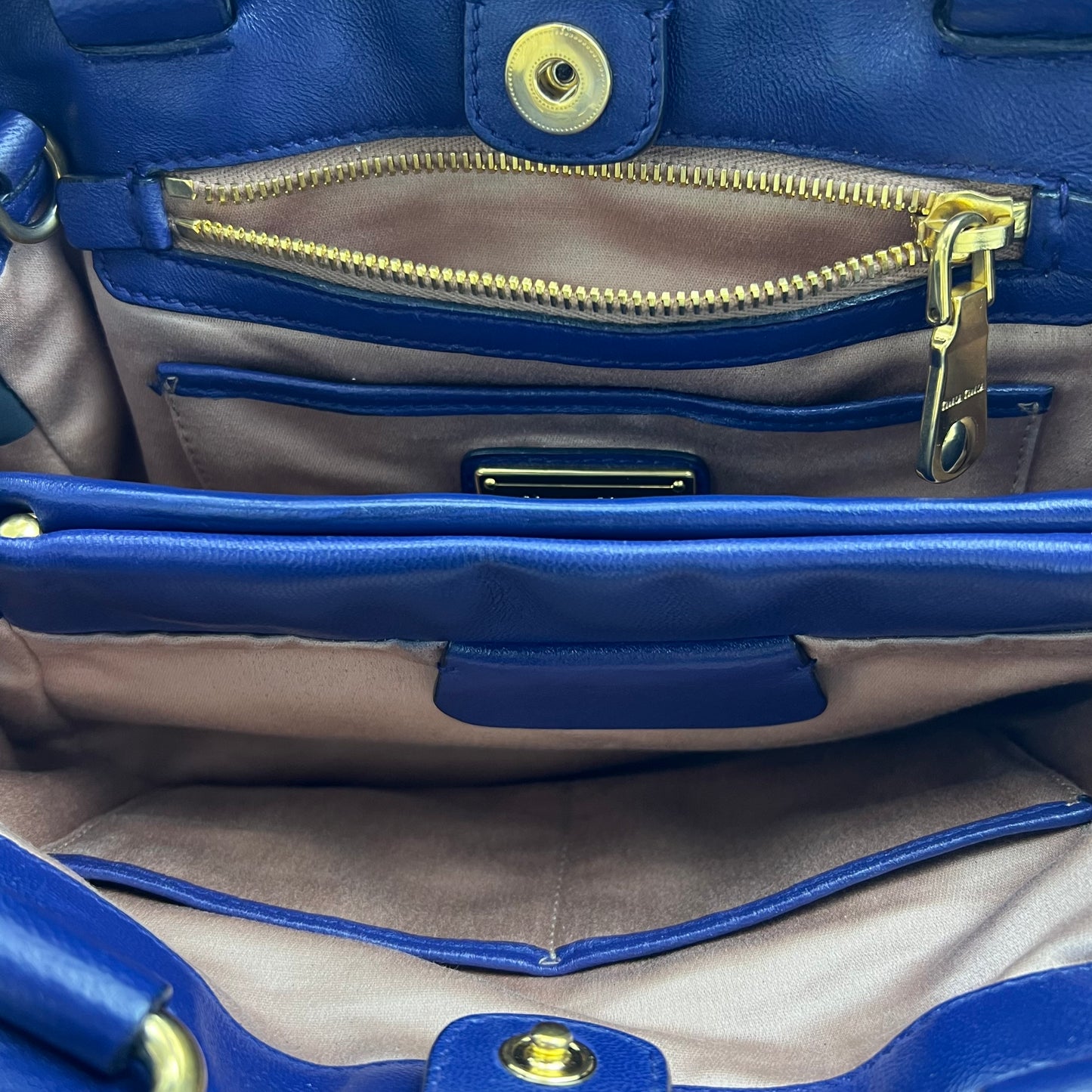 Blue Matelasse Leather Tote Bag