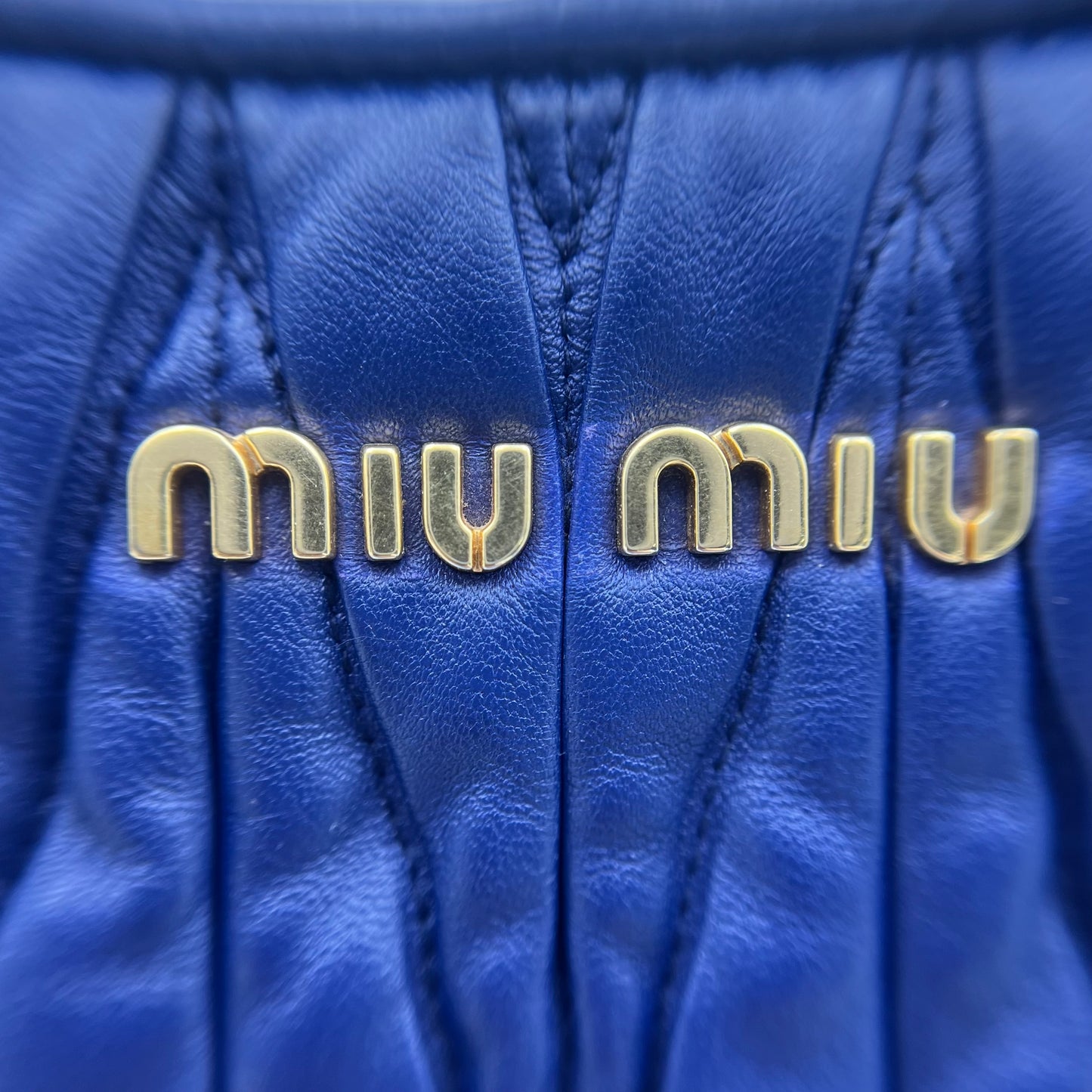 Blue Matelasse Leather Tote Bag