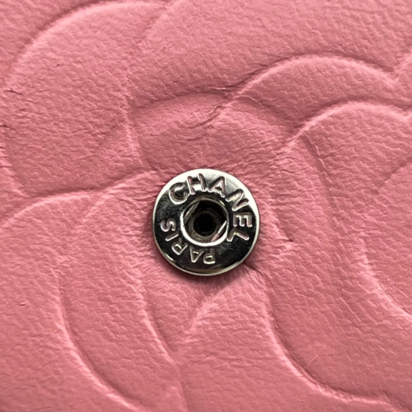 Pink Camellia Embossed Leather Continental Wallet