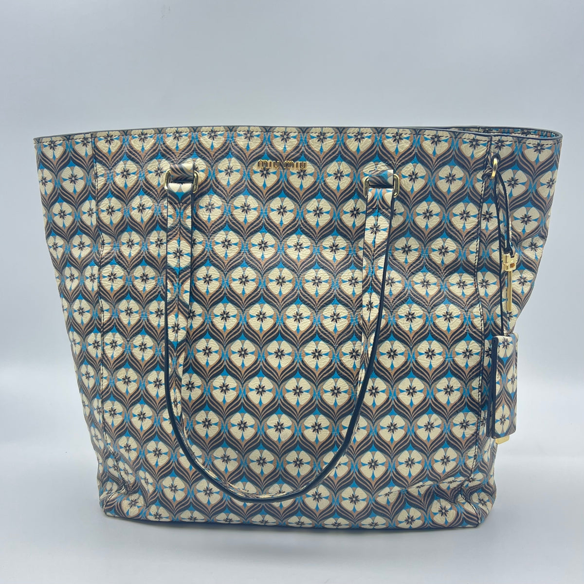Miu Miu Blue Madras Print Cammello Tote — view 3 of 8 Blue Madras Print Cammello Tote, view 3 of 8