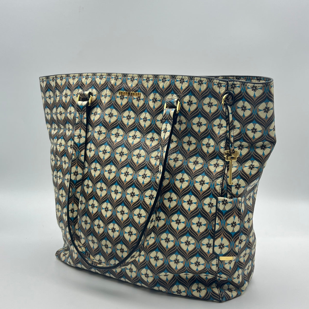 Miu Miu Blue Madras Print Cammello Tote — view 2 of 8 Blue Madras Print Cammello Tote, view 2 of 8